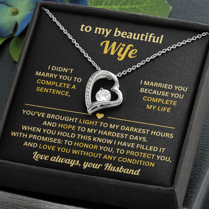 To My Wife Necklace from Husband, Wife Birthday Gifts
