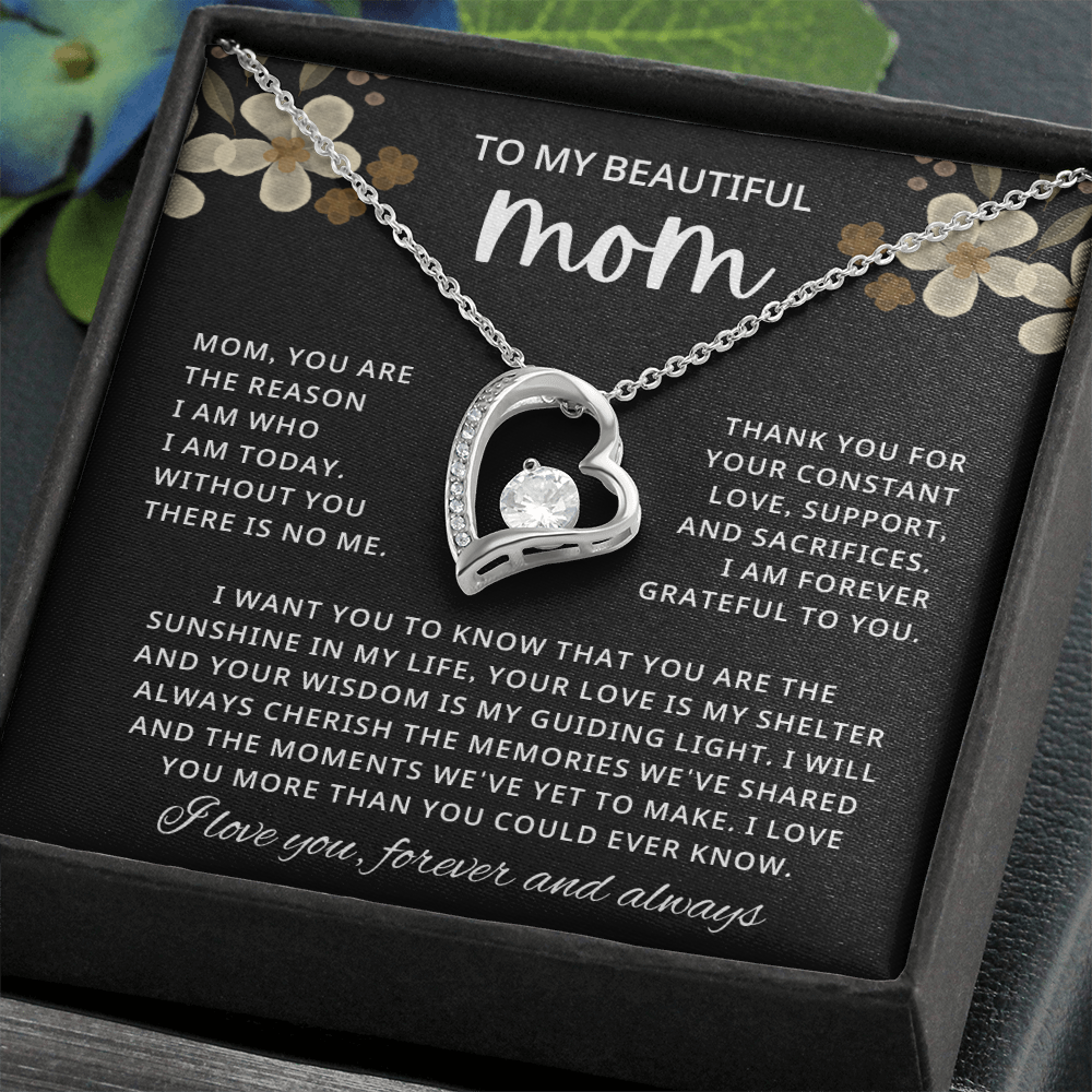 Mom Necklace gift box with a heartfelt message