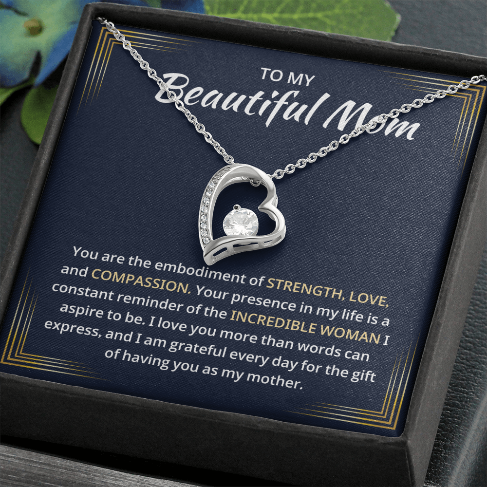 Mom Necklace gift box with a heartfelt message