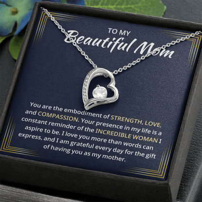 Mom Necklace gift box with a heartfelt message