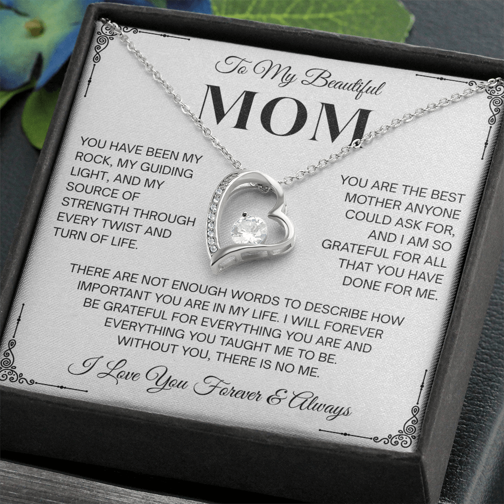 To My Beautiful Mom Heartfelt Necklace – Forever Love Keepsake Gift