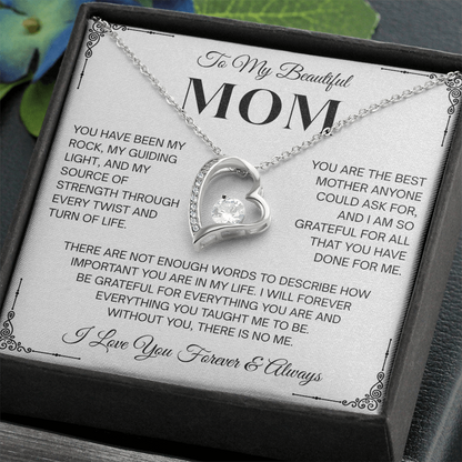 To My Beautiful Mom Heartfelt Necklace – Forever Love Keepsake Gift
