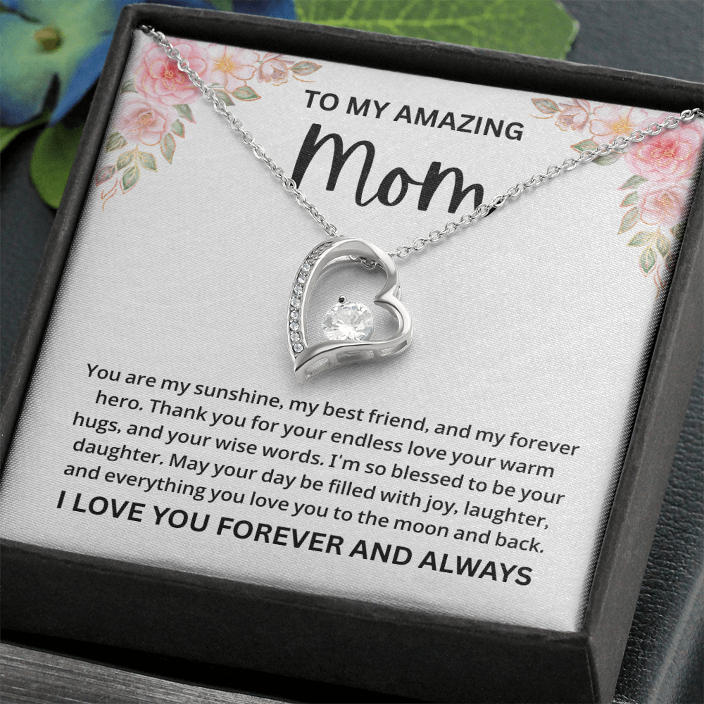 Mom Necklace gift box with a heartfelt message