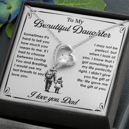 To My Daughter Gifts - Daughter Forever Love Necklace, Daughter Gifts Idea, Gifts for Daughter, Daughter Necklace Gift