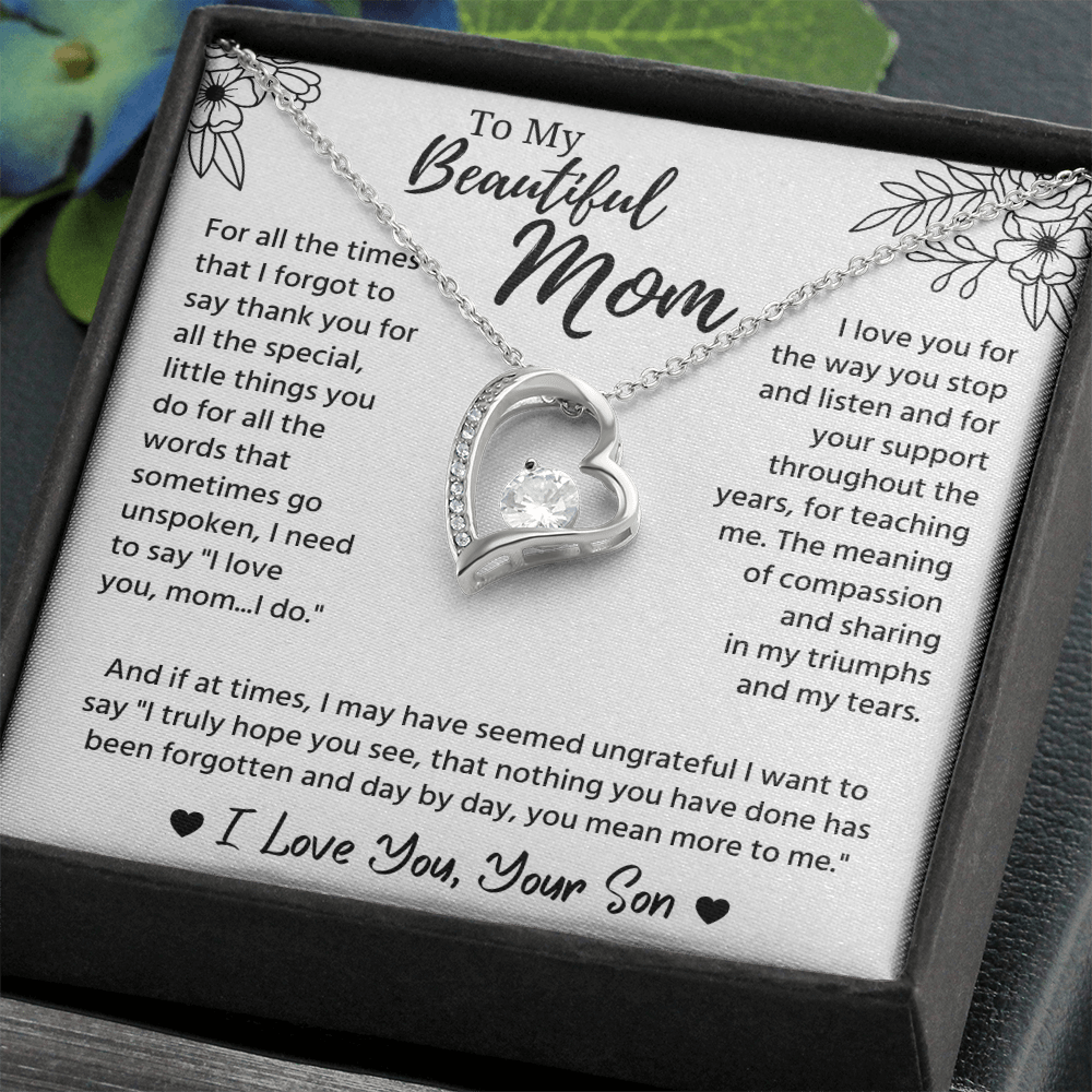 To My Mom Necklace, Mom Birthday Gifts With Message Card