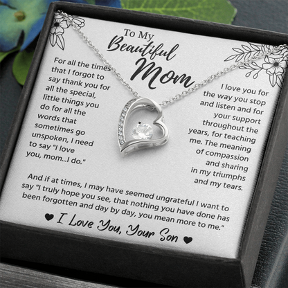 To My Mom Necklace, Mom Birthday Gifts With Message Card