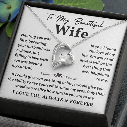 To My Wife Necklace , When She wears It, Her Smile Glows Even More