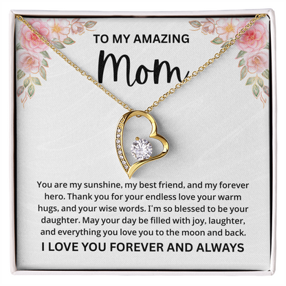 Mom Necklace gift box with a heartfelt message