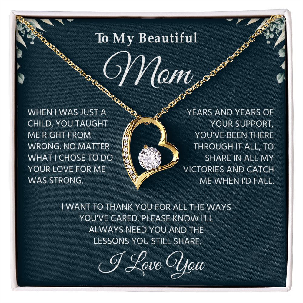 To My Mom Necklace, Sentimental Jewelry Gift From Son With Heartfelt Message