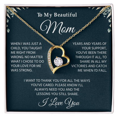 To My Mom Necklace, Sentimental Jewelry Gift From Son With Heartfelt Message