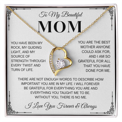 To My Beautiful Mom Heartfelt Necklace – Forever Love Keepsake Gift