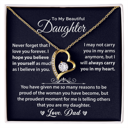 Gifts for Daughter, Daughter Necklace Gift - Daughter From Dad Forever Love Necklace, Daughter Necklace, Daughter Jewelry