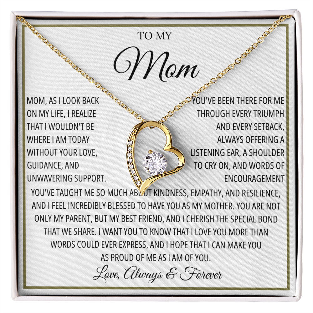 Mom Necklace for Women With Heartfelt Message & Gift Box
