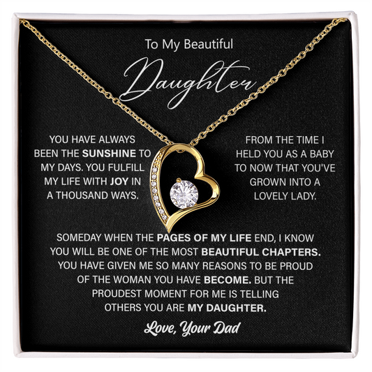 Gift For Daughter From Dad - Gold Heart Necklace