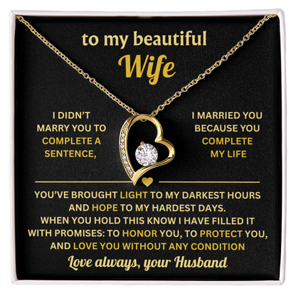 To My Wife Necklace from Husband, Wife Birthday Gifts