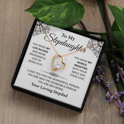 To My Beautiful Stepdaughter, Necklace for Stepdaughter, Forever Love Necklace for Stepdaughter