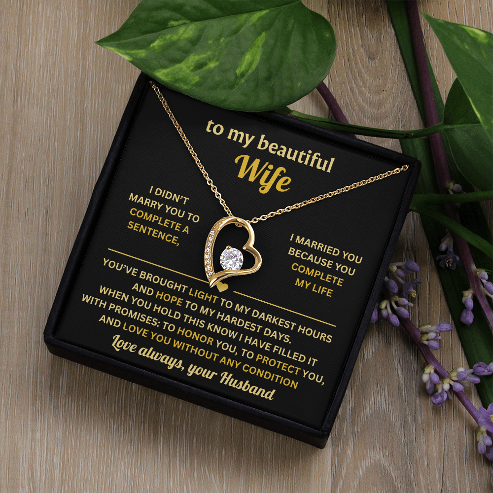 To My Wife Necklace from Husband, Wife Birthday Gifts