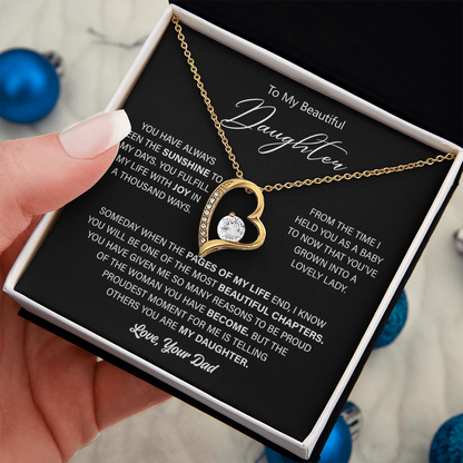 Gift For Daughter From Dad - Gold Heart Necklace