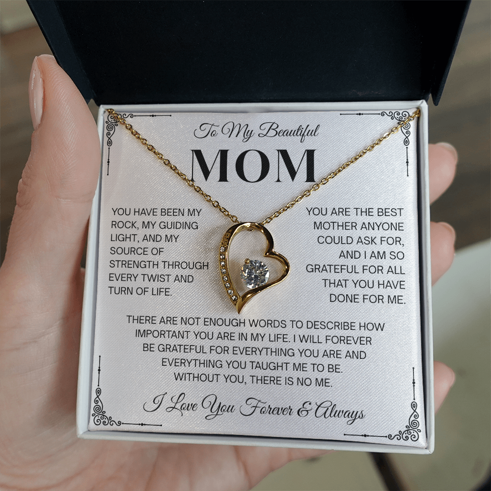 To My Beautiful Mom Heartfelt Necklace – Forever Love Keepsake Gift