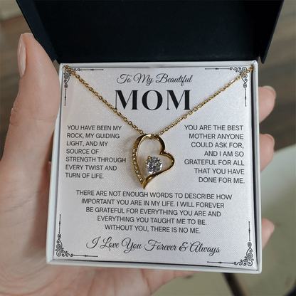 To My Beautiful Mom Heartfelt Necklace – Forever Love Keepsake Gift