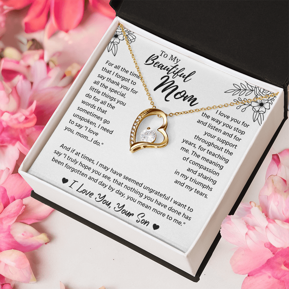 To My Mom Necklace, Mom Birthday Gifts With Message Card