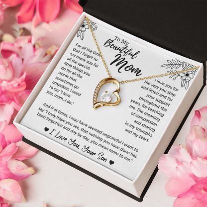 To My Mom Necklace, Mom Birthday Gifts With Message Card