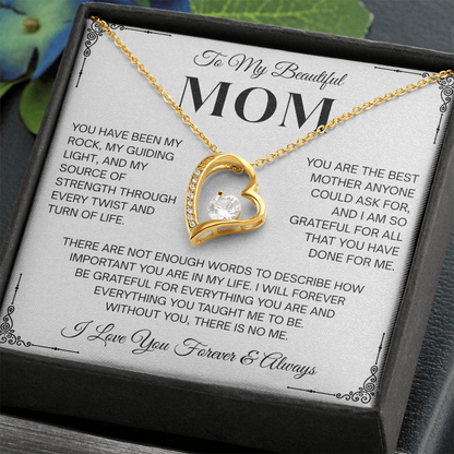 To My Beautiful Mom Heartfelt Necklace – Forever Love Keepsake Gift