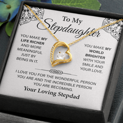 To My Beautiful Stepdaughter, Necklace for Stepdaughter, Forever Love Necklace for Stepdaughter