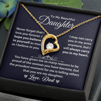 Gifts for Daughter, Daughter Necklace Gift - Daughter From Dad Forever Love Necklace, Daughter Necklace, Daughter Jewelry