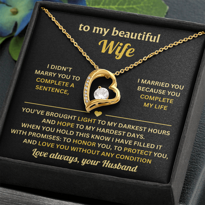 To My Wife Necklace from Husband, Wife Birthday Gifts
