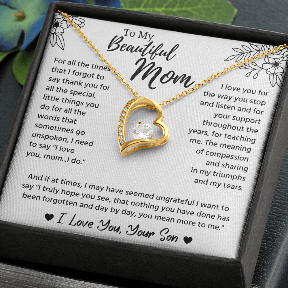 To My Mom Necklace, Mom Birthday Gifts With Message Card