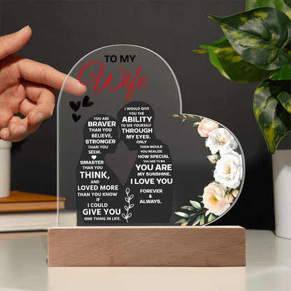 To My Wife Heart Acrylic Plaque – Romantic Valentine's Day Gift