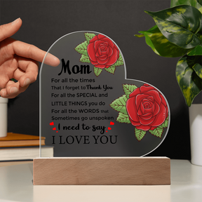 To My Mom Acrylic Heart Plaque –New Mom Gift, Best Mom Gift, Perfect First Mom Gift for Her