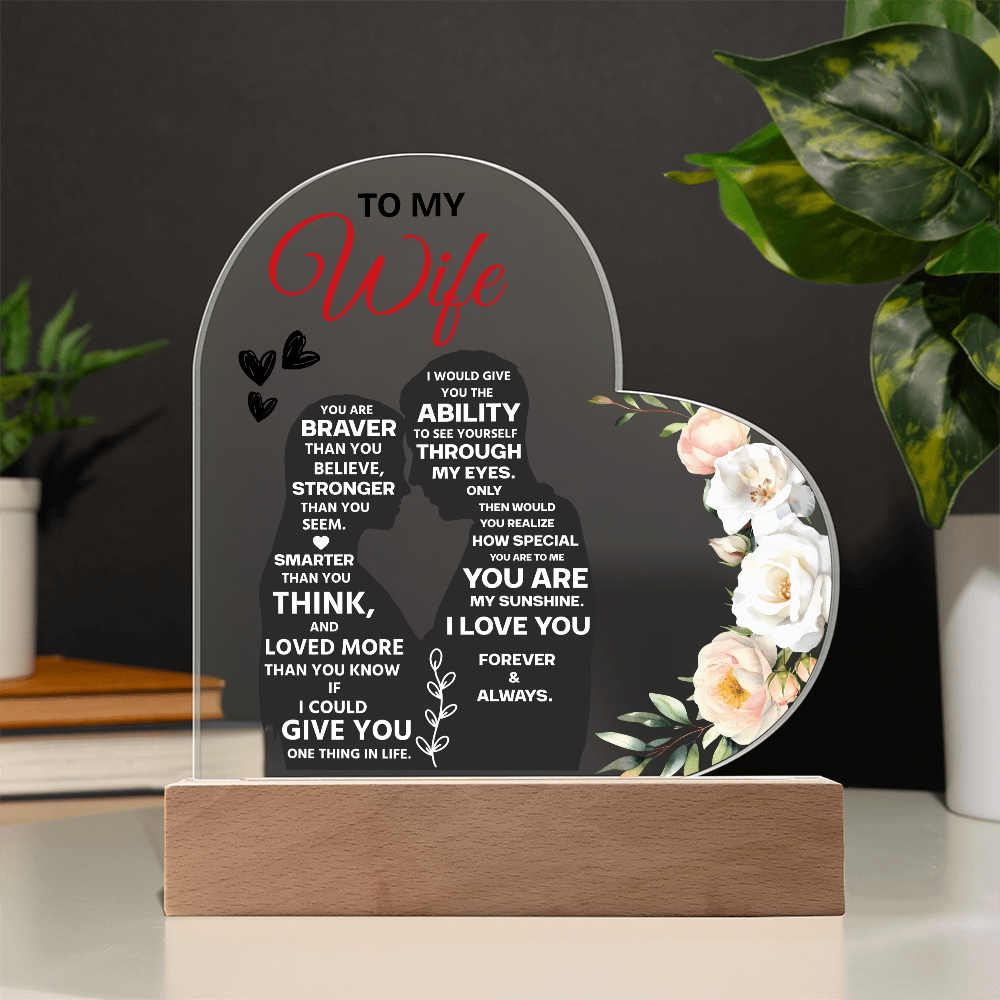 To My Wife Heart Acrylic Plaque – Romantic Valentine's Day Gift