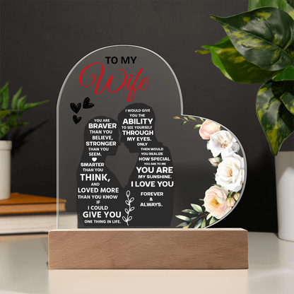 To My Wife Heart Acrylic Plaque – Romantic Valentine's Day Gift