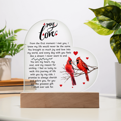 To My Beautiful Wife – Premium Heart Acrylic Valentine Gift