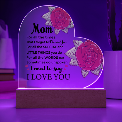 To My Mom Acrylic Heart Plaque –New Mom Gift, Best Mom Gift, Perfect First Mom Gift for Her