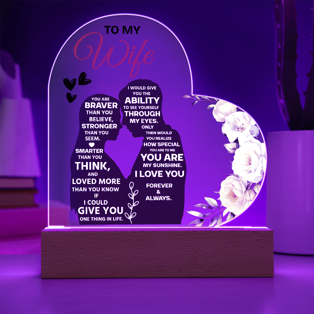 To My Wife Heart Acrylic Plaque – Romantic Valentine's Day Gift