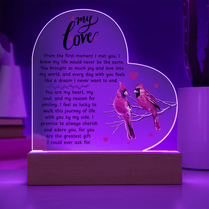 To My Beautiful Wife – Premium Heart Acrylic Valentine Gift