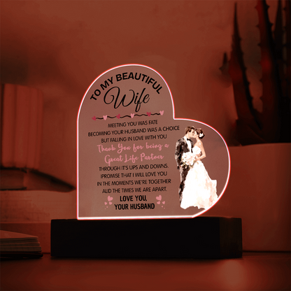 Romantic Heart Acrylic Gift for Wife – Valentine's Day Love Plaque