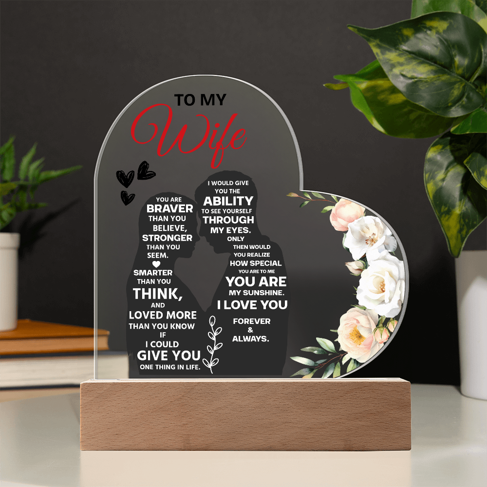 To My Wife Heart Acrylic Plaque – Romantic Valentine's Day Gift