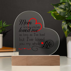 To My Mom Acrylic Heart Plaque - Best Mom Gift – Heartfelt First Mom Gift for Her