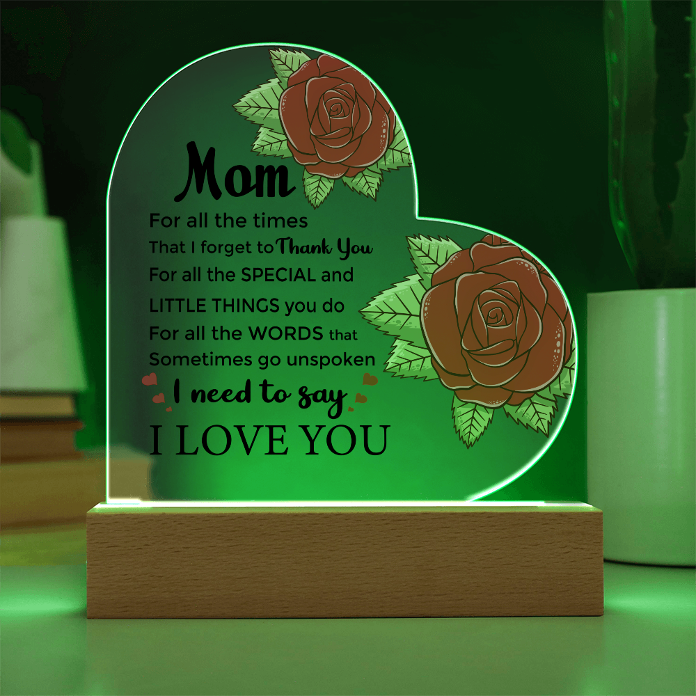 To My Mom Acrylic Heart Plaque –New Mom Gift, Best Mom Gift, Perfect First Mom Gift for Her