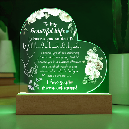 Heart Acrylic Plaque for Wife – Meaningful Valentine's Gift