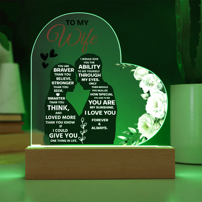 To My Wife Heart Acrylic Plaque – Romantic Valentine's Day Gift