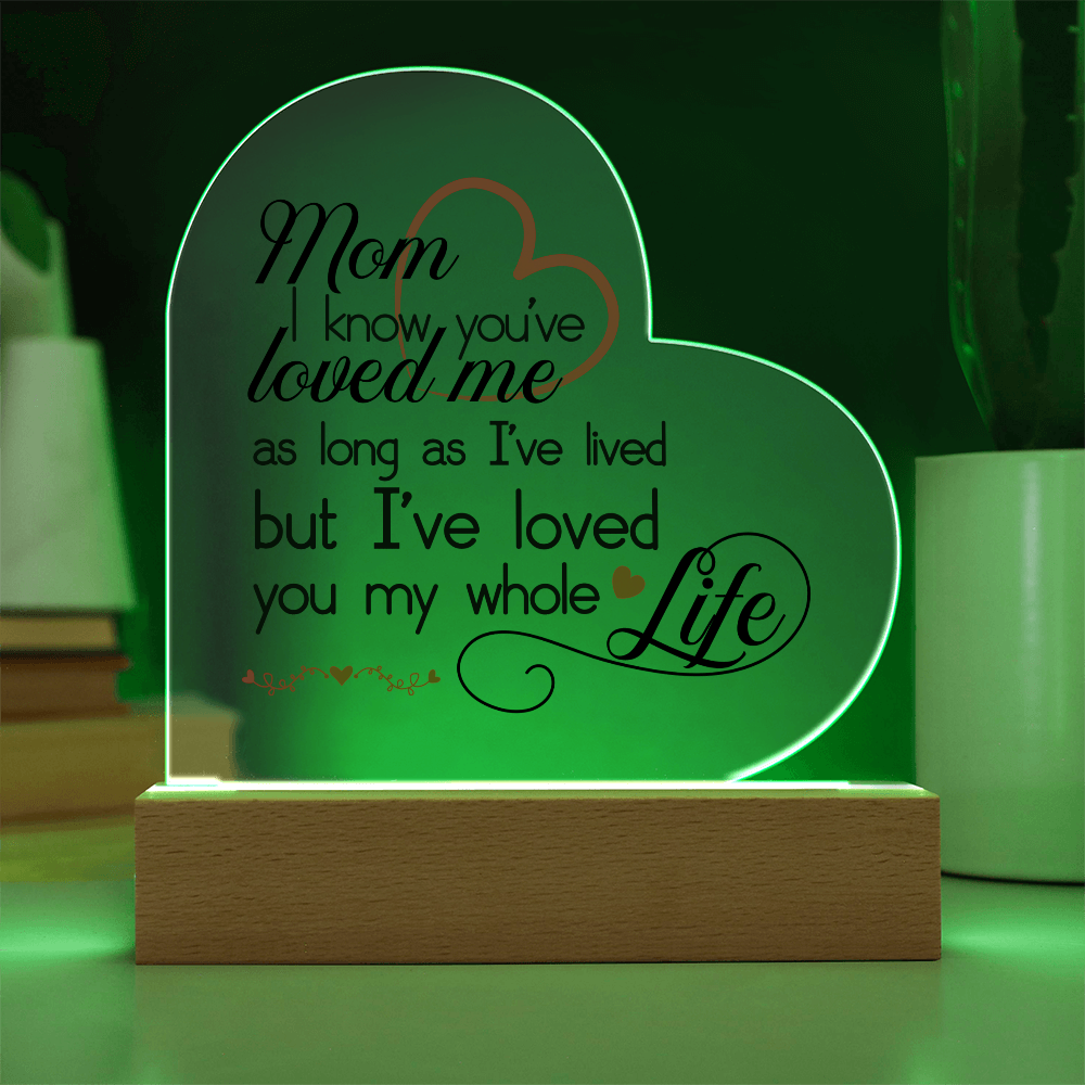 To My Mom Acrylic Heart Plaque - Best Mom Gift – Heartfelt First Mom Gift for Her