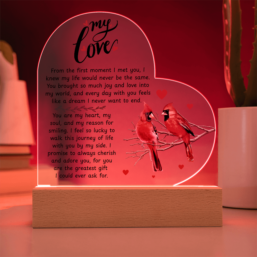 To My Beautiful Wife – Premium Heart Acrylic Valentine Gift