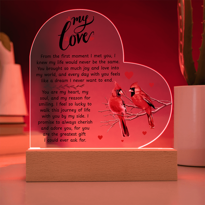 To My Beautiful Wife – Premium Heart Acrylic Valentine Gift