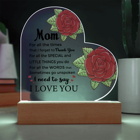 To My Mom Acrylic Heart Plaque –New Mom Gift, Best Mom Gift, Perfect First Mom Gift for Her