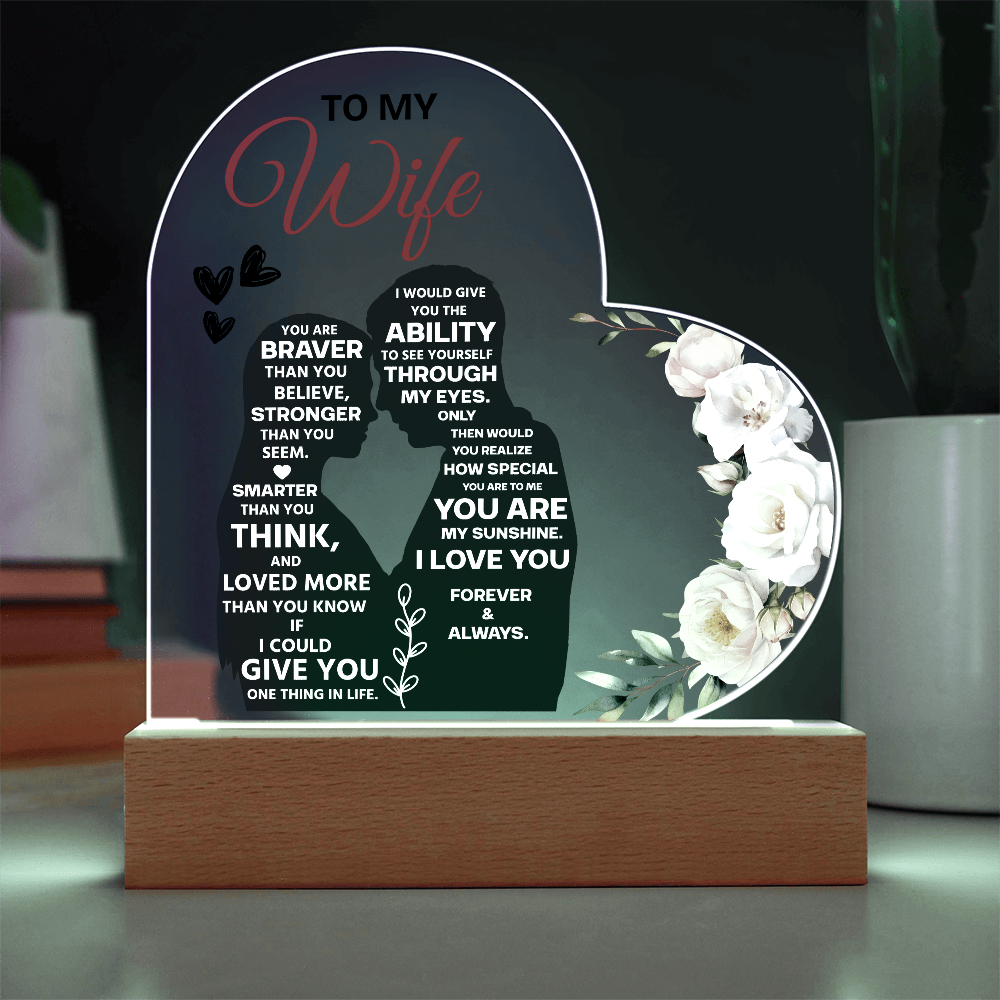 To My Wife Heart Acrylic Plaque – Romantic Valentine's Day Gift